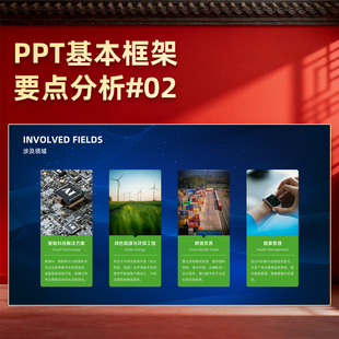 【4K02】PPT要点分析模板四项内容页并列举例重点展示