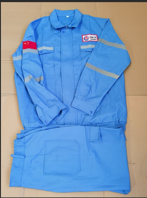 正品中海油工作服纯棉焊工男防烫透气白色船舶工厂钢铁黑灰蓝色套