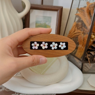 原创手工微钩油画花朵耳钉成品森系复古风配饰送礼