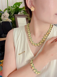 原创设计手工微钩编织重工桂花项链耳饰成品森系衣服配饰节日礼物