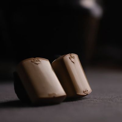 山宁竹舍 清水竹器 玉竹明式宝相纹竹牌挂坠