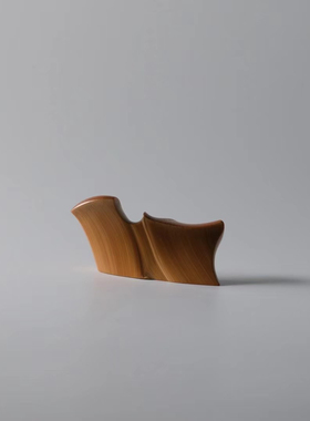 山宁竹舍 清水竹器 落款件 异形玉竹山子搁置笔架把件