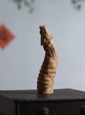 山宁竹舍 王金平精品竹根雕随形雕刻香炉香薰摆件 望天吼