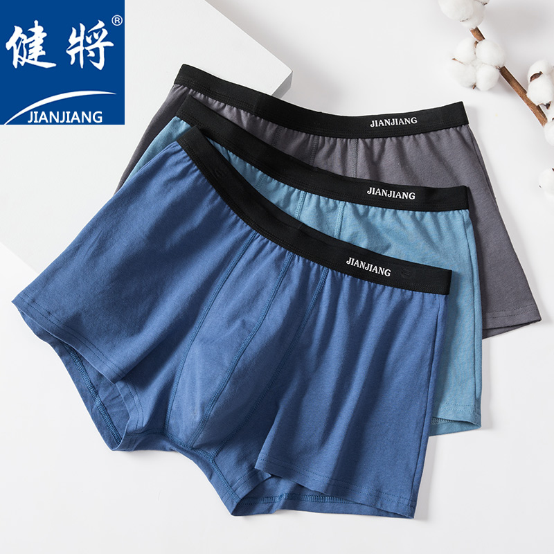 健将纯棉男士内裤全棉抗菌平角裤