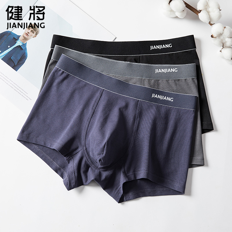 健将纯棉抗菌透气男士内裤平角裤