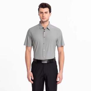 衬衫 路卡迪龙男装 高弹抗皱速干纯色通勤商务休闲短袖 夏季 国内代购