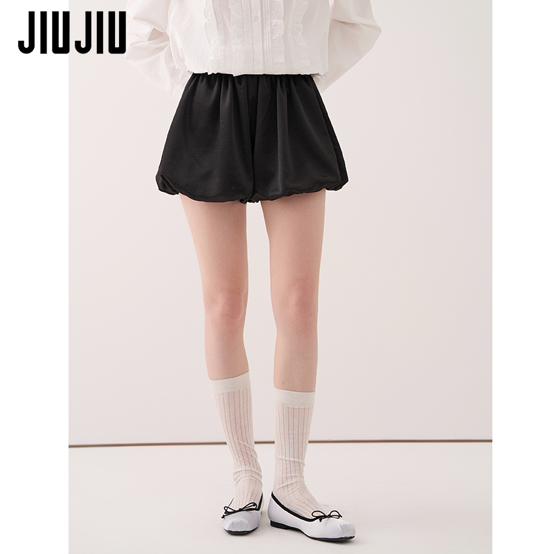 JIUJIU蓬蓬感黑色芭蕾风半身裙女夏季2025新款显瘦高腰花苞裙短裙