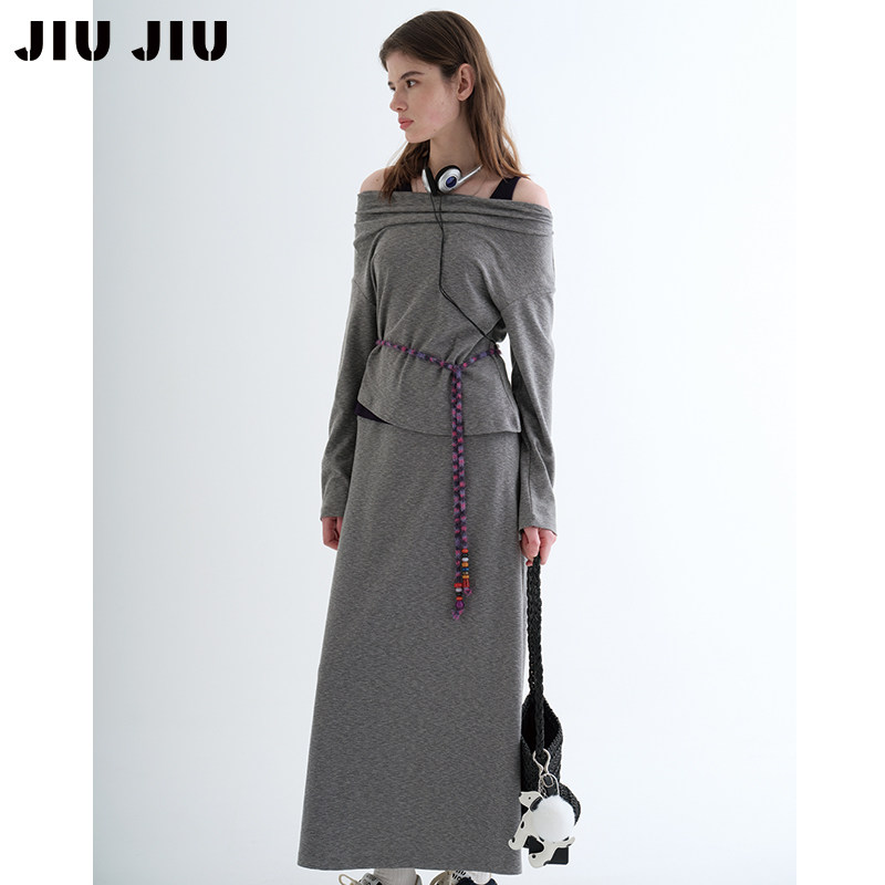 JIUJIU高级感气质显瘦三件套女春季2026新款露肩上衣半身裙套装,女装/女士精品,时尚套装,淘宝优惠券,粉丝福利购,淘宝优惠卷