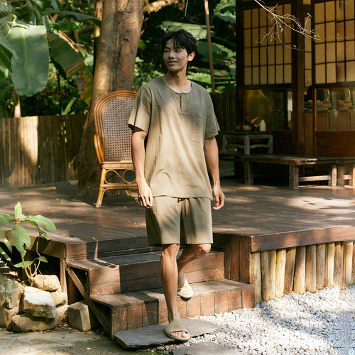 2026男士纯棉夏季短袖家居服套装