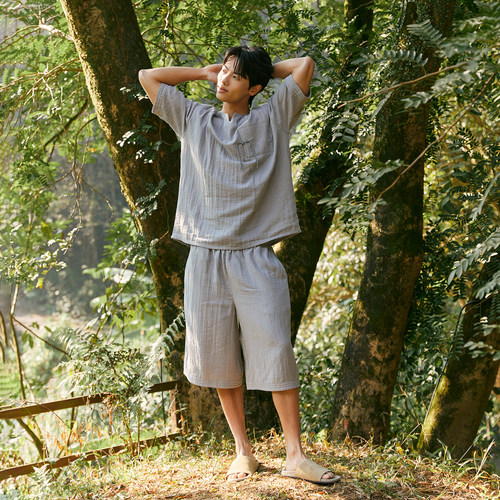 短袖短裤男士睡衣家居服套装