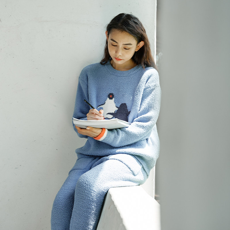 朵朵可可秋冬季半边绒套头企鹅女家居服长袖情侣套装,女士内衣/男士内衣/家居服,睡衣/家居服套装,淘宝优惠券,粉丝福利购,淘宝优惠卷
