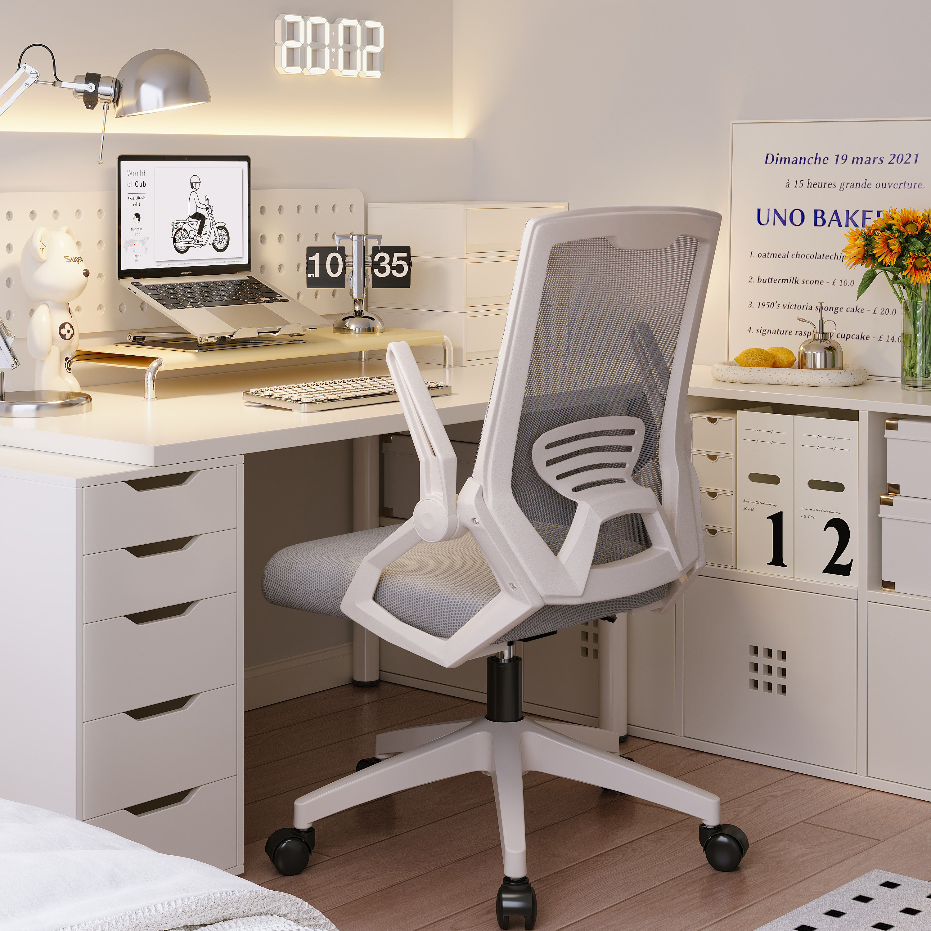 网布电脑椅家用办公椅舒适久坐升降人体工学椅可旋转护腰学习椅子