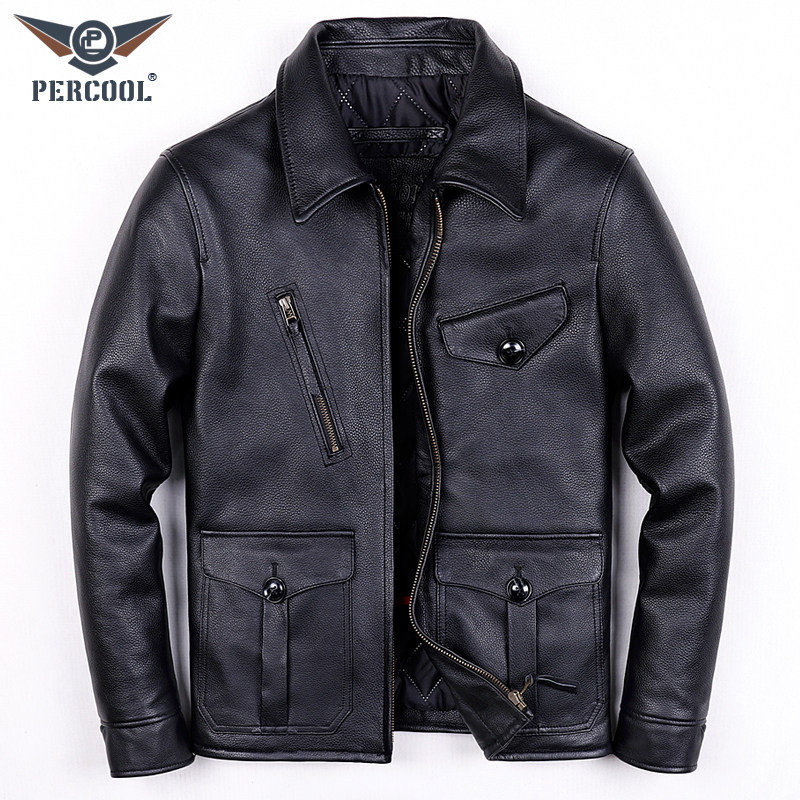 青年真皮皮衣男士修身短款头层牛皮翻领皮外套秋冬夹棉休闲皮夹克