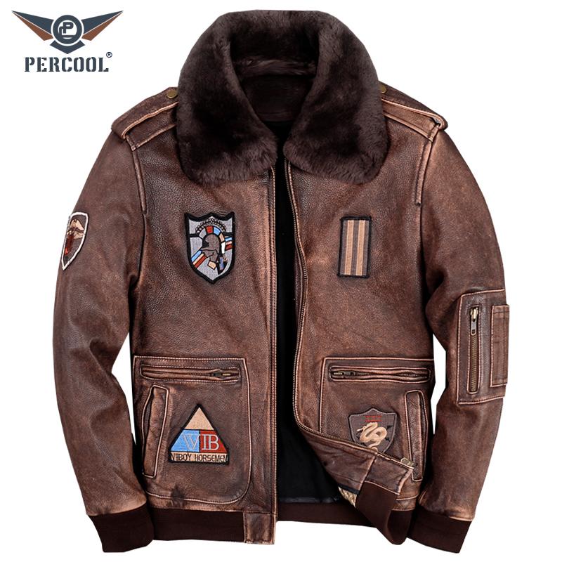 PERCOOL新款空军飞行服皮衣