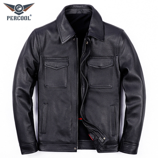 2025新款 农场主皮外套 真皮皮衣男休闲翻领头层纯牛皮夹克秋冬短款