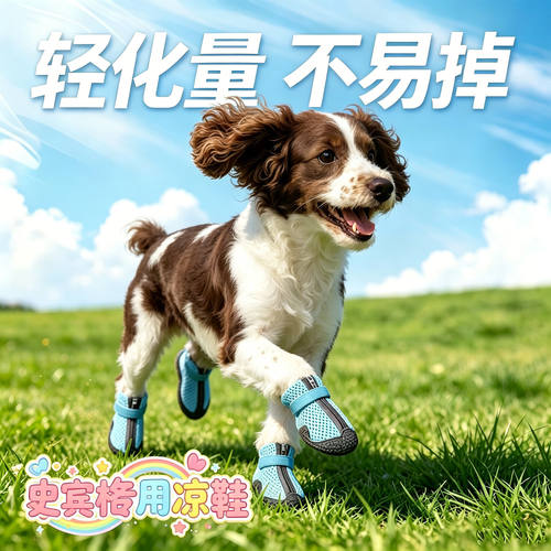 史宾格专用幼犬狗狗凉鞋小狗鞋子夏天透气宠物狗夏季软底甩不掉滑