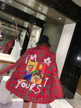 欧洲站2019秋季 新款 亮片宽松英伦风百搭bf外套潮 卡通西装 女中长款