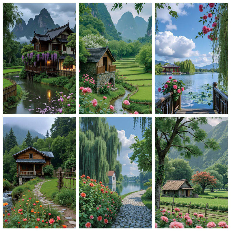 背景布直播室外风景田园背景布