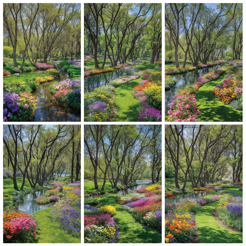 油画花园背景布自然风景森林摄影