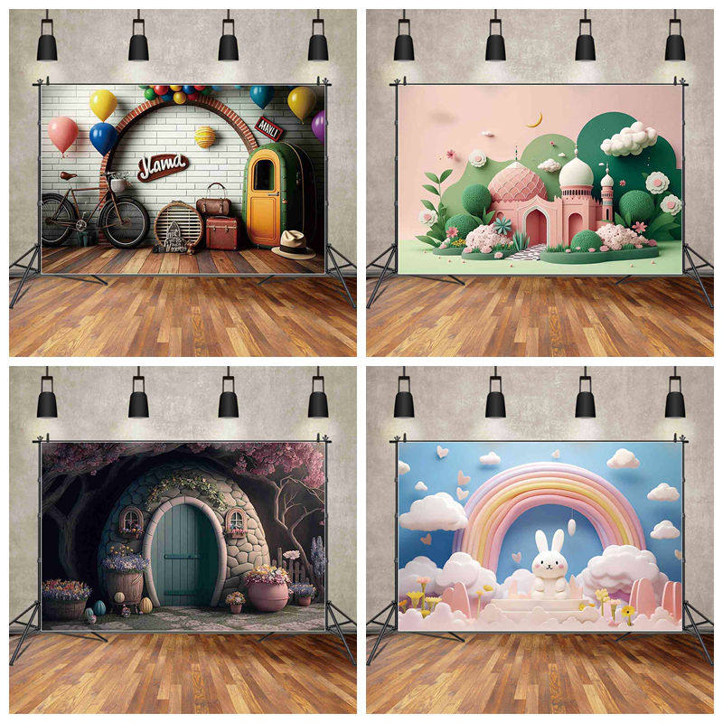 童装直播创意背景布儿童生日拍照背景影楼摄影宝宝写真背景墙布