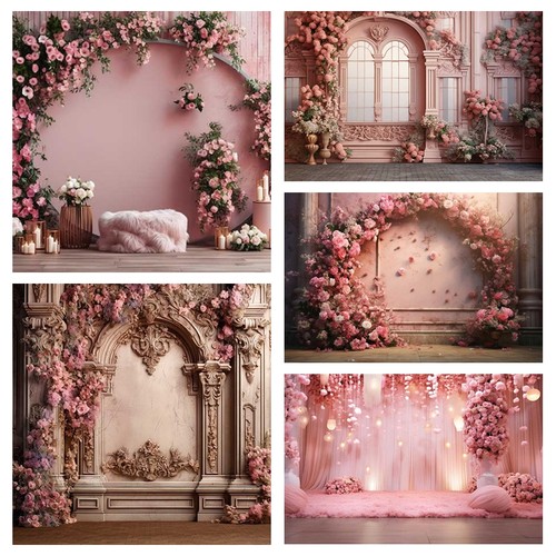 欧式石膏线背景布花朵氛围感婚纱