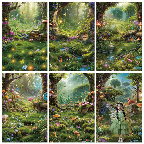 梦幻森林背景布童话森系精灵挂布