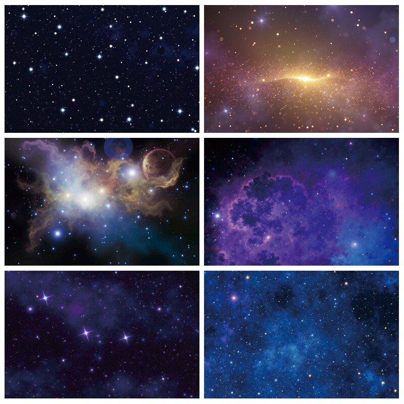星空粒子直播间造景背景墙布主播