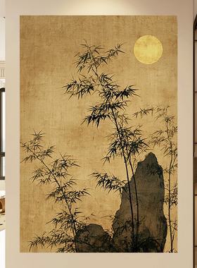 新中式月圆古风贴画背景古风