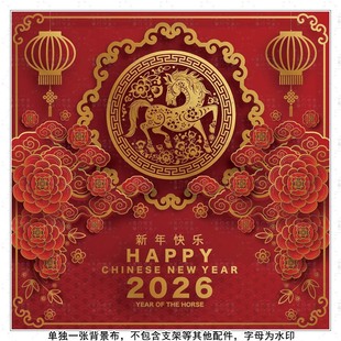 2026新年春节装饰氛围感背景布影楼全家福拍照公司派对摄影挂布