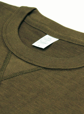 定制280g美式重磅咔叽竹节棉三本针质感厚重三角车线圆领无缝T恤