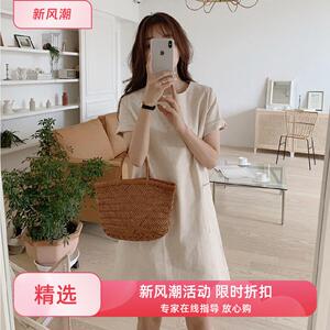 现货温柔小个子新款上市2021年夏季复古韩国chic东大门简约连衣裙