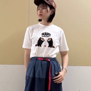 小浣熊字母印花纯棉短袖 张晓沫日系25春夏新品 T恤百搭宽松上衣女