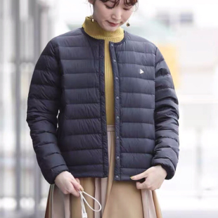 日系25秋冬新品 羽绒服百搭外套女 dan绗棉单排扣轻薄圆领长袖