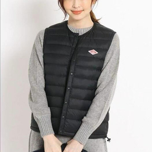 日系新品danton简约百搭纯色绗棉拉链羽绒马甲百搭叠穿上衣女