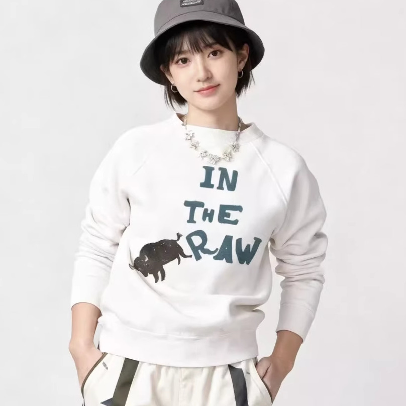 日系25秋冬新品字母IN牛插肩袖圆领加绒卫衣百搭上衣女Ctrl C 45r