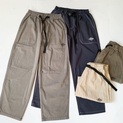 日系danton百搭休闲松紧腰侧边口袋直通裤哈伦裤女