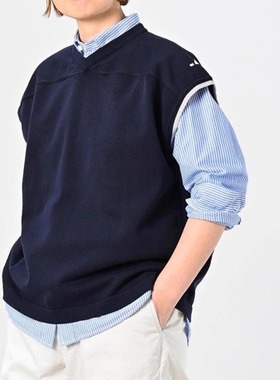 日系新品cc45袖字母V领叠穿背心套头无袖马甲百搭上衣女