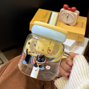 水杯女生高颜值玻璃杯2026新款茶水分离大容量吸管泡茶办公室杯子