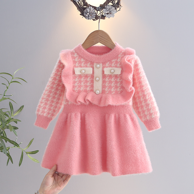 女童连衣裙秋冬装2025新款洋气宝宝儿童针织衫毛衣公主裙秋冬裙子