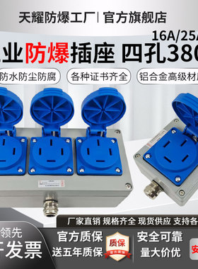 亚明工业防爆插座380V四孔16A25A三相四线明暗装大电流厂房用防爆