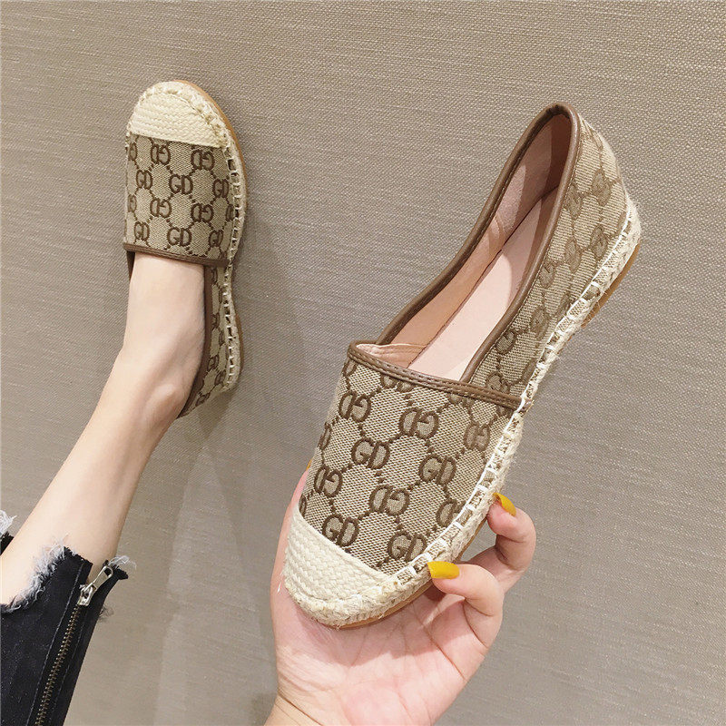 渔夫鞋女2022春夏新款小香风软底草编一脚蹬乐福鞋休闲女鞋懒人鞋