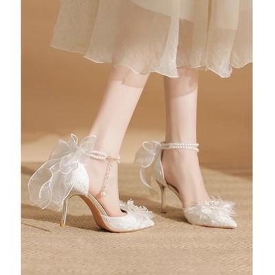2025新款主婚纱婚鞋白色高跟鞋女