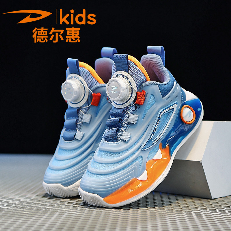德尔惠童鞋儿童夜光旋转扣运动鞋2023春季新款网面轻便透气跑步鞋