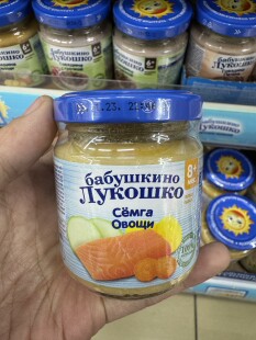 俄罗斯进口超市奶奶牌鱼肉泥三文鱼蔬菜泥鳕鱼土豆泥鲈鱼蔬菜泥