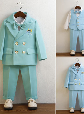 男童浅蓝浅绿色小西服套装演出服