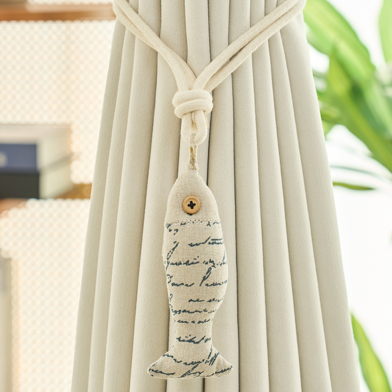 简约奶油风小鱼窗帘磁吸绑带