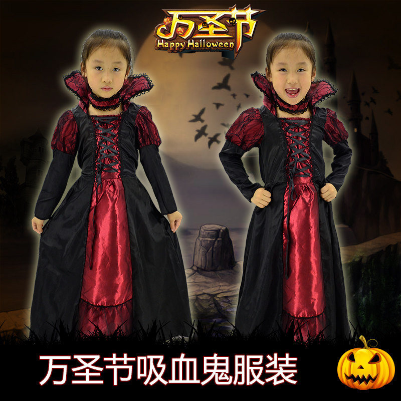 万圣节儿童服装礼服女童公主裙鬼衣服恐怖cos吸血鬼的牙齿演出服