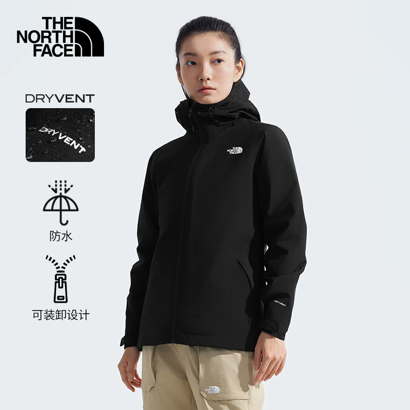 北面三合一冲锋衣女款秋冬户外夹克棉内胆登山服防风防水外套5B1X