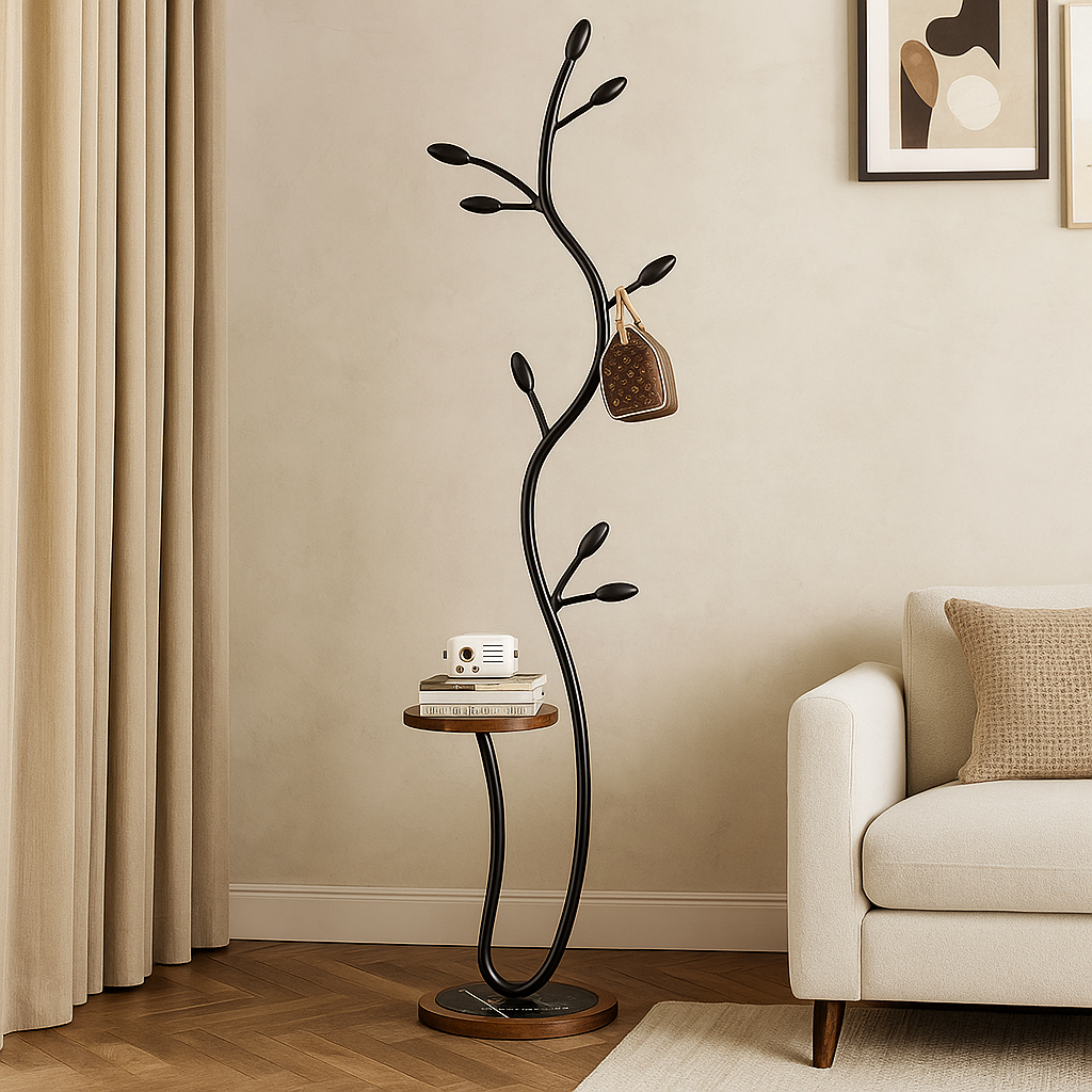 中古风实木衣帽架落地挂衣架