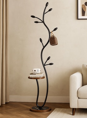 中古风挂衣架实木衣帽架卧室落地衣架客厅立式简约衣服架挂包架